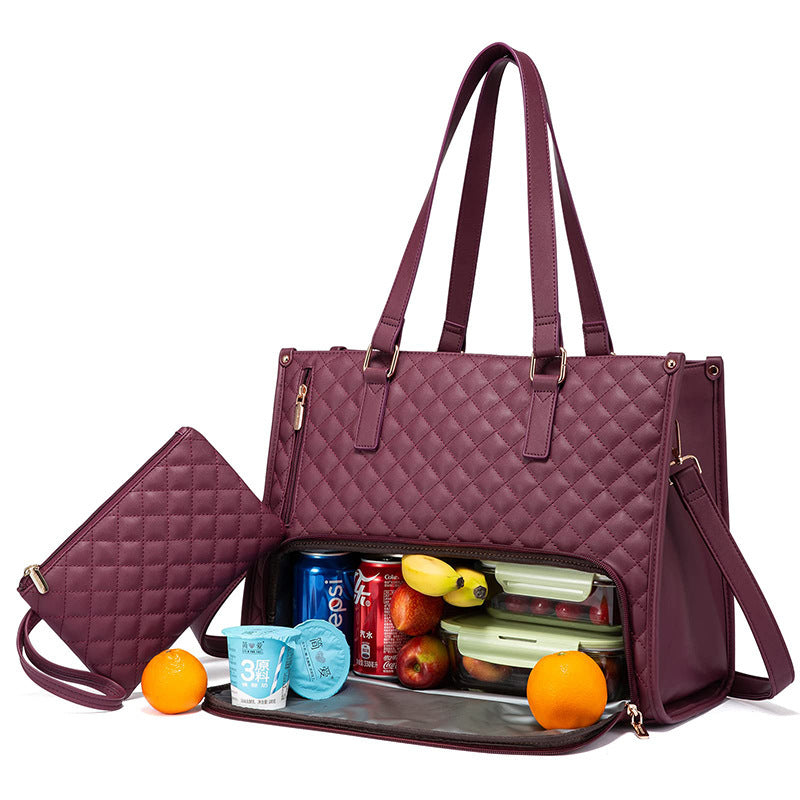 Fashionable Lunch Tote Bag Handbag With Purse, Large Capacity