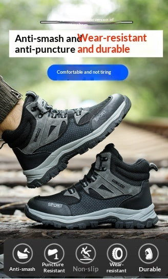 High-top Labor Protection Shoes With Anti-smashing Puncture-resistant And Abrasion-resistant Safety Features