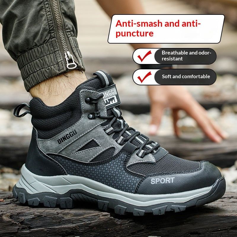 High-top Labor Protection Shoes With Anti-smashing Puncture-resistant And Abrasion-resistant Safety Features