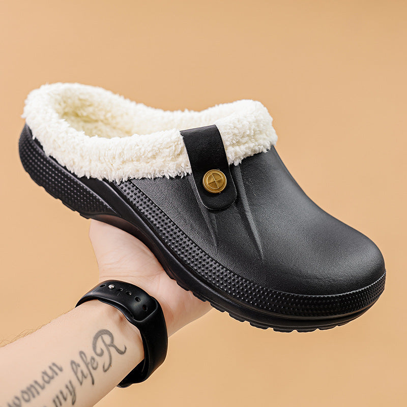 Fleece-Lined Cotton Slippers For Home