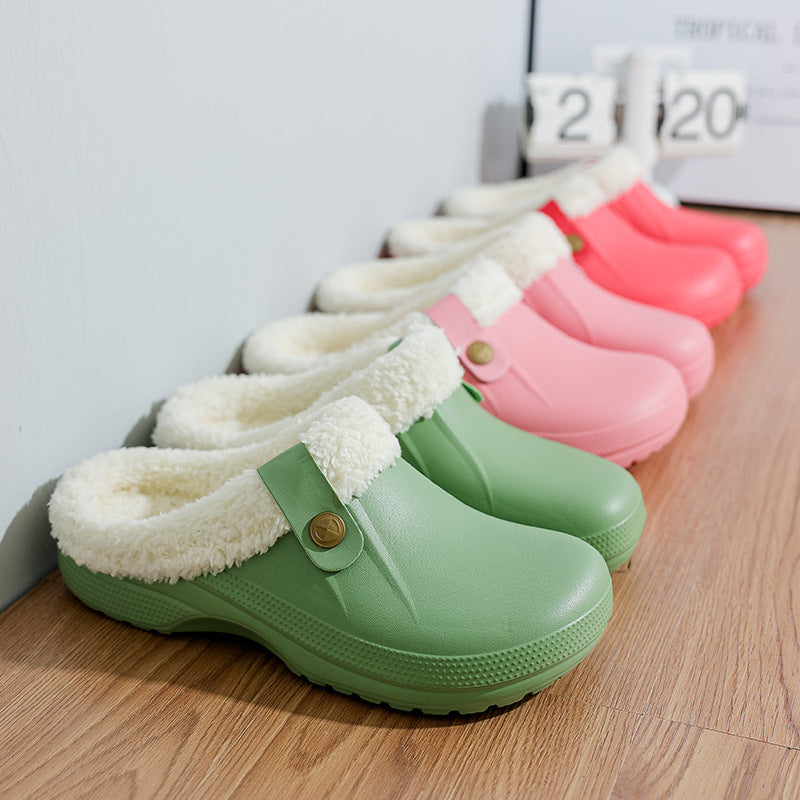 Fleece-Lined Cotton Slippers For Home