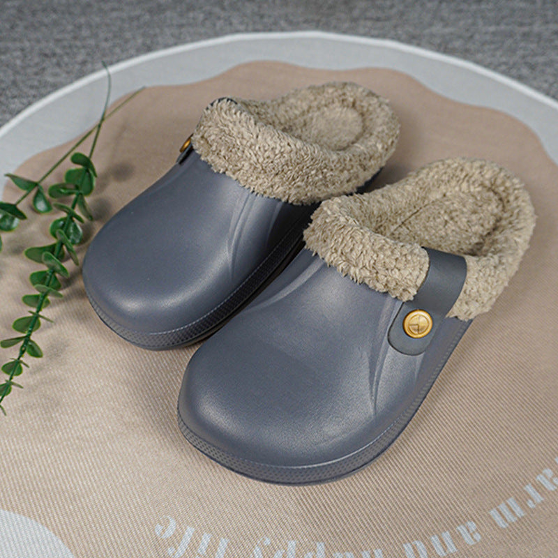 Fleece-Lined Cotton Slippers For Home