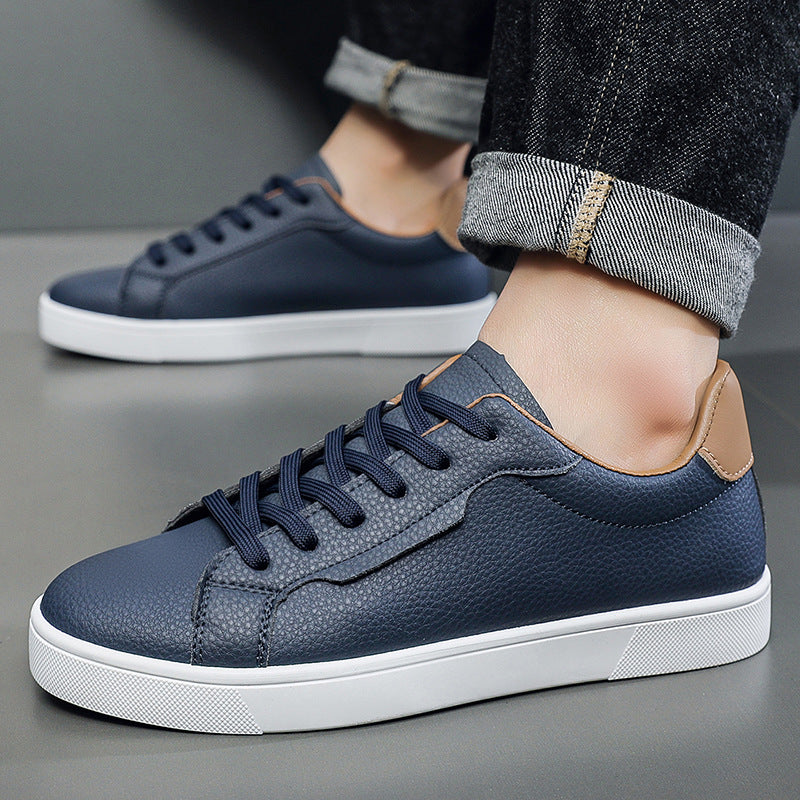 Spring New Mens White Sneakers With A Low-cut Design