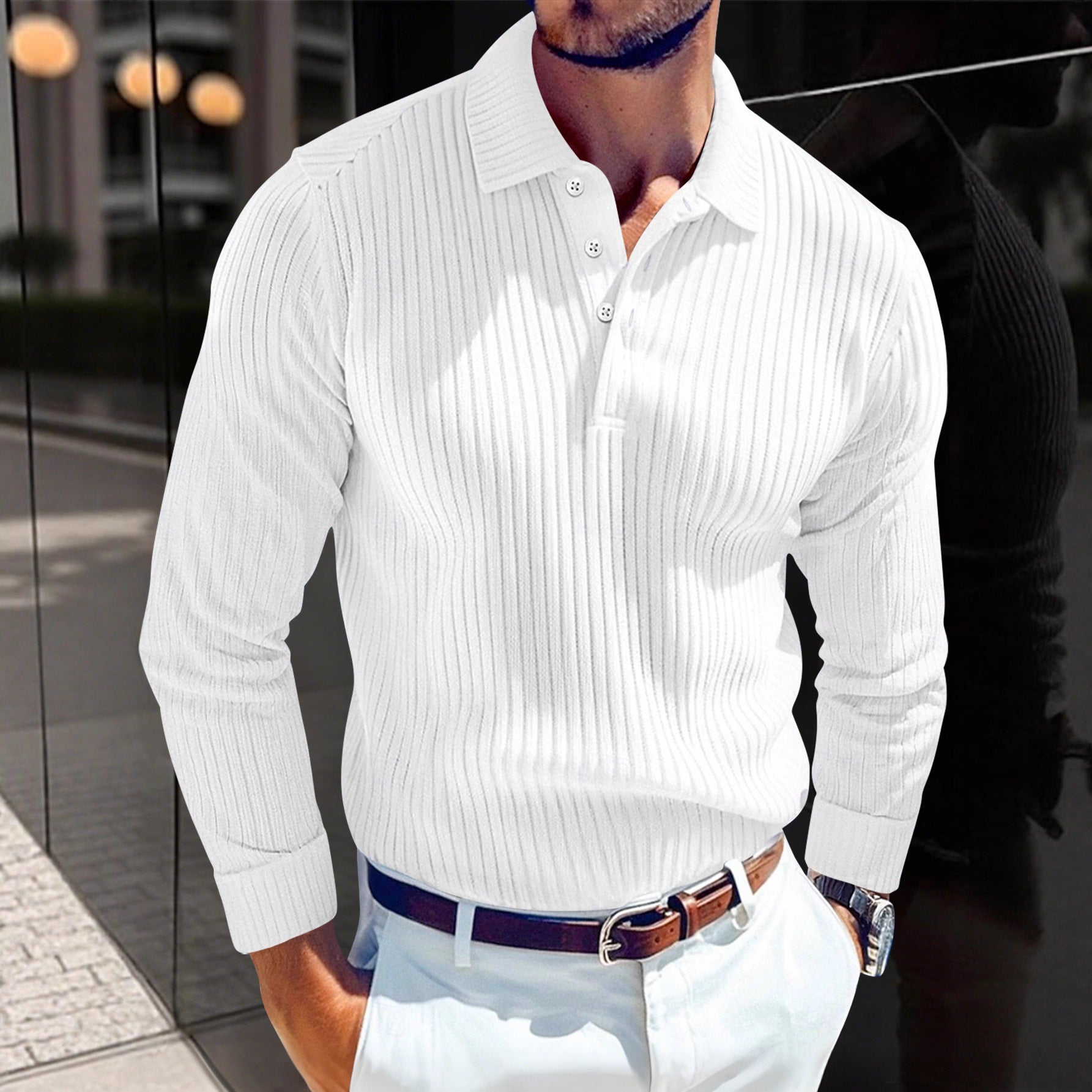 Men's Polo T-shirt Sports Retro Style Striped Polo Shirt