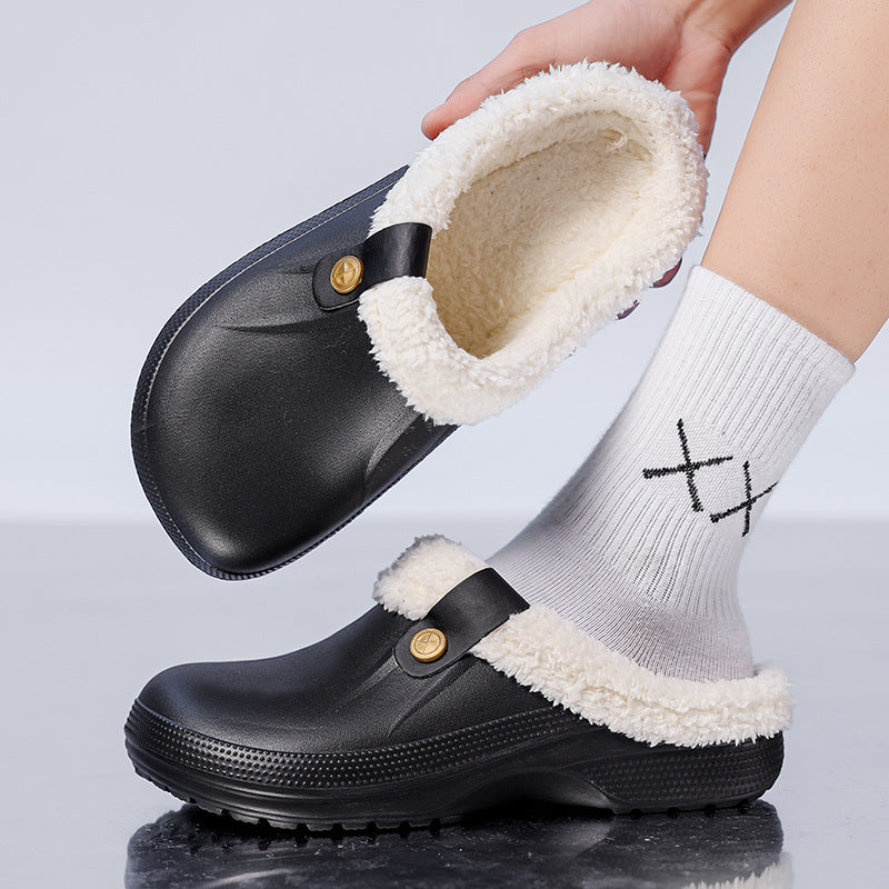 Fleece-Lined Cotton Slippers For Home