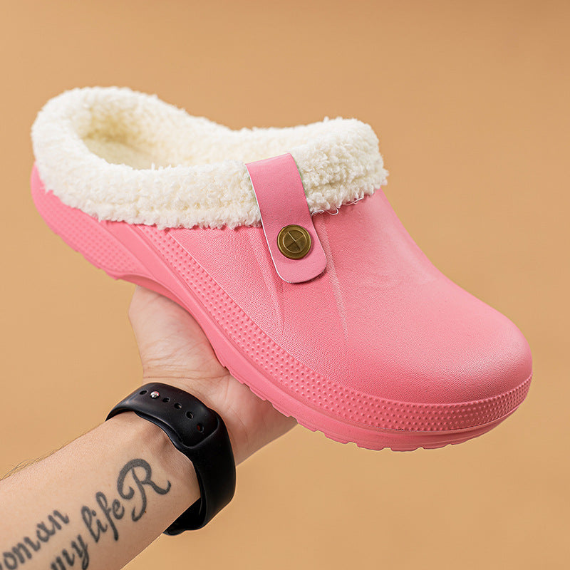 Fleece-Lined Cotton Slippers For Home