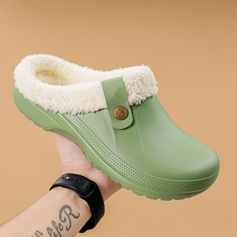 Fleece-Lined Cotton Slippers For Home