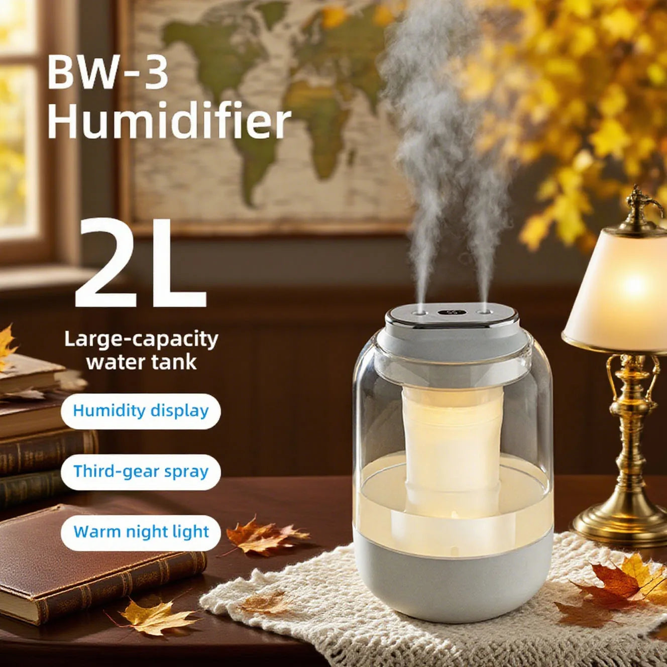 2L Double Nozzle Air Humidifier USB Aroma Diffuser Essential Oil Purifier Aromatherapy Mist Maker Color Lights For Home Bedroom