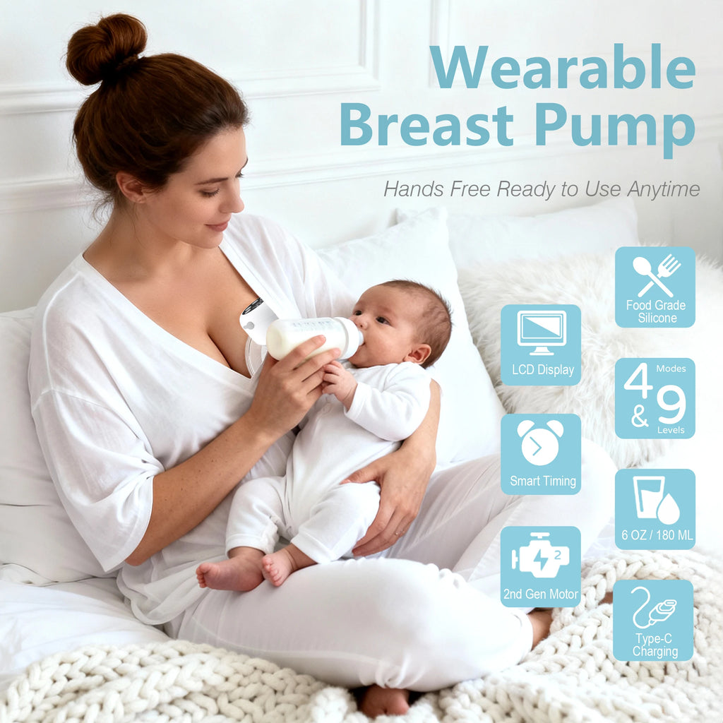 Hands-Free Wearable Breast Pump -  Electric Silent 4 Modes 9 Suction Levels, BPA-Free Portable 24mm Flange for Breastfeeding