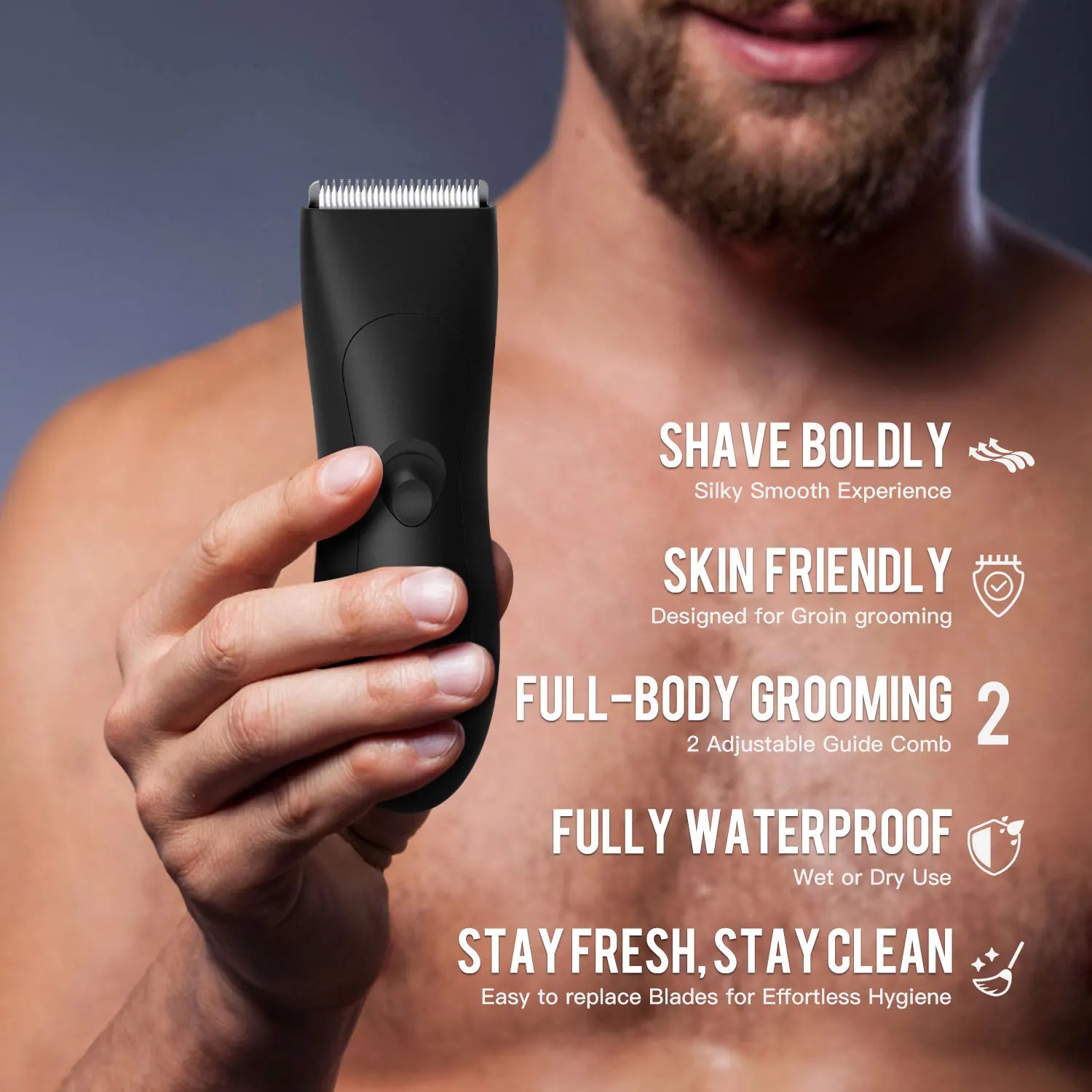 Men's Body Hair Trimmer Electric shaver Ball Groin Clipper Waterproof Body Hair Groomer USB Rechargeable 3 Colors Best Gift