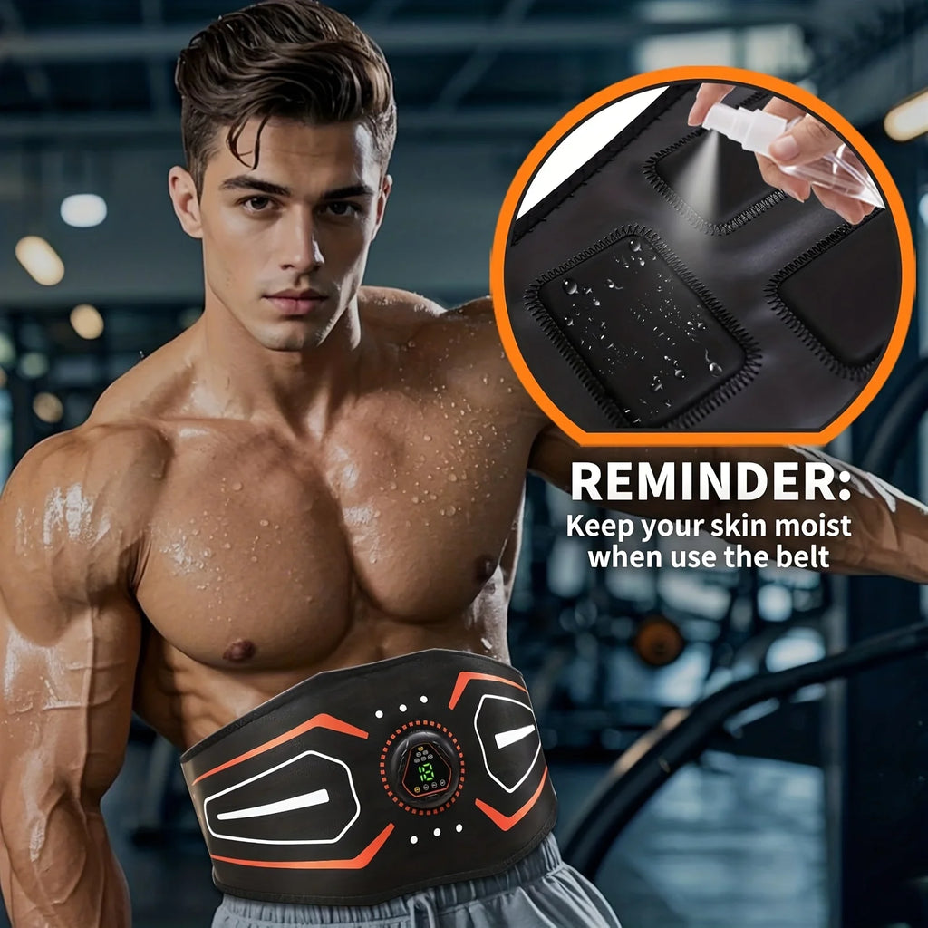 EMS Abdominal Toning Belt Electric Muscle Massager 1 Main Unit + 1 Abdomen Abdominal Muscle Patch Waist Trainer Body Slimming Shaping Portable Fitness Massager