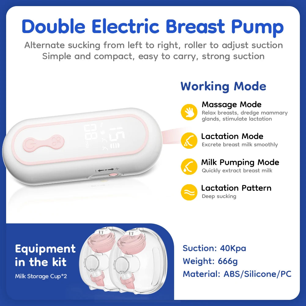 MAMIJOY Wearable Breast Pump  Portable Low Noise Breastfeeding Pump with 4 Modes 15 Levels Double Electric Breast Milk Pump AV66