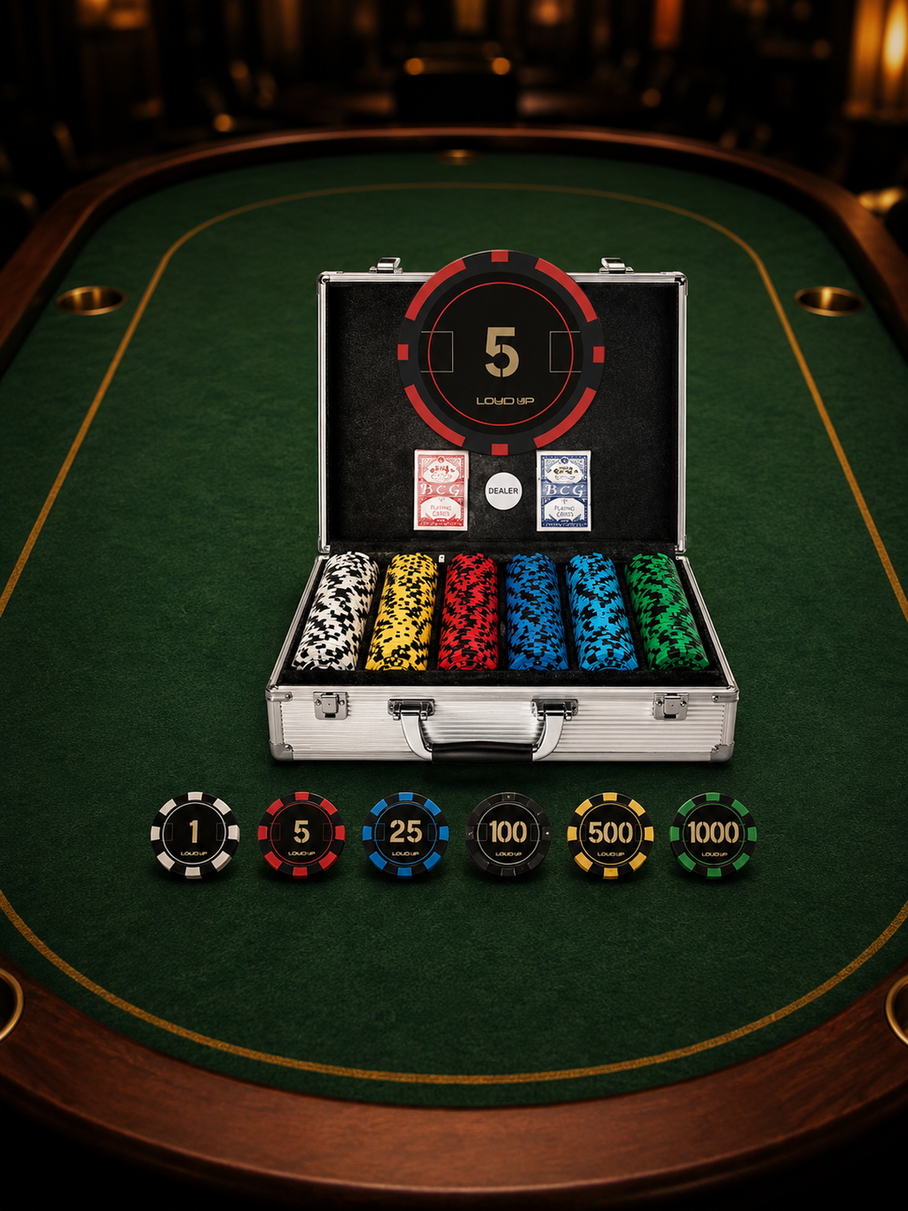 1000 Piece Poker Chip Set with 11.5g Heavyweight Composite Chips and Case or Texas Holdem Blackjack Gambling Tournaments Include