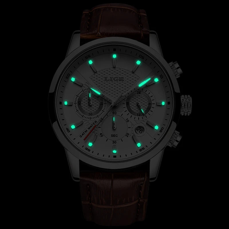 LIGE 2025 Watch Men Fashion Sports Quartz Clocks Mens Watches Top Brand Leather Military Waterproof Date Watch Relogio Masculino