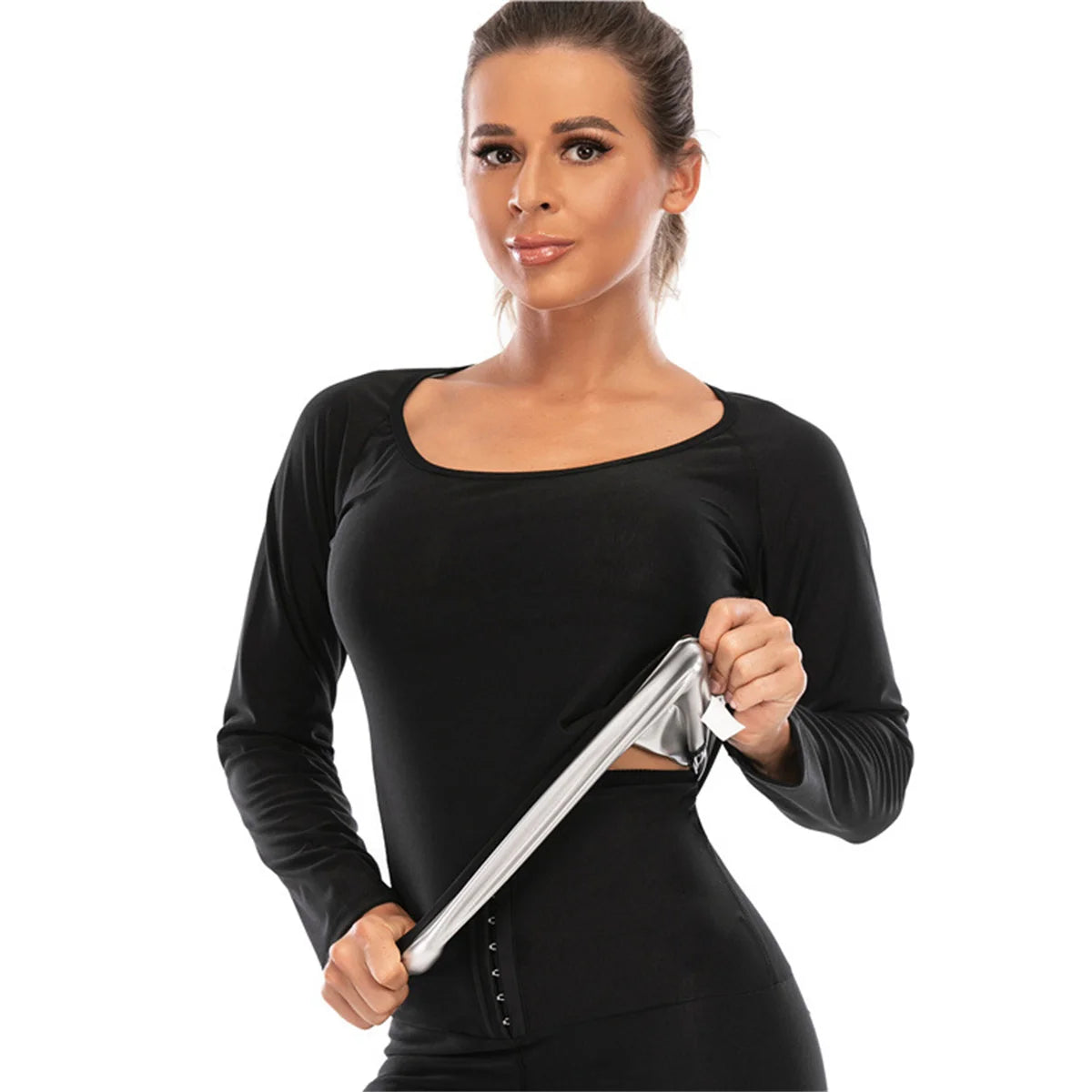 Women Sauna Suit Fitness Exercise Sauna Sweat Suit Long Sleeve Sauna Top Sweat  for Women