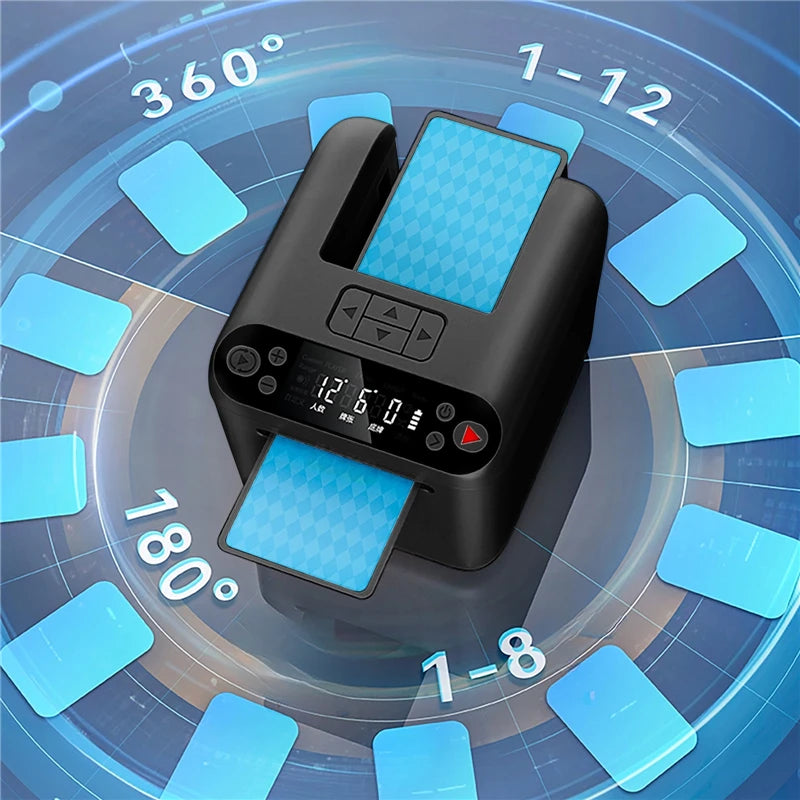 Smart Automatic Card Dealing Machine 360° Rotating Playing Cards Dispenser Poker Device 5000mAh for 2-12 Player Party Games