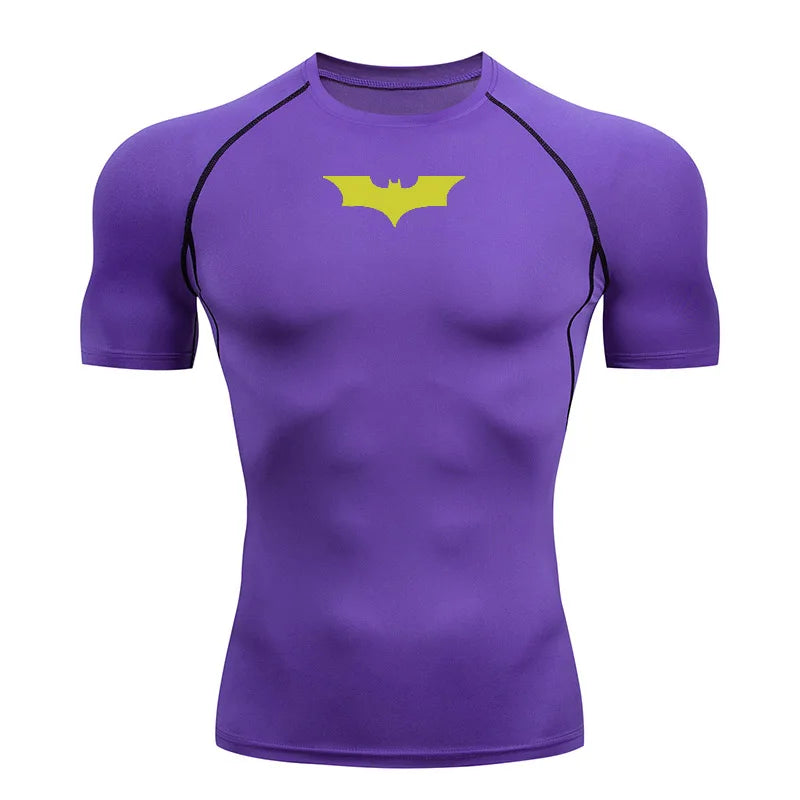 Bat Printed Men's Tight T-Shirt Running Compression Compression T Shirt Gym Fitness Jogging Short Sleeve Male Casual Shirt Tops