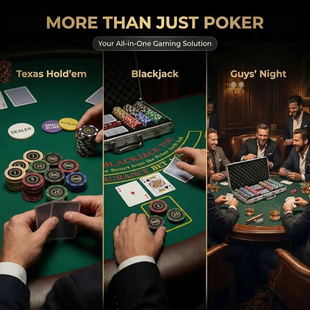 500 Piece Poker Chip Set Texas Holdem Blackjack 14g Heavy Clay Composite Numbered Chips with Case 2 Decks s Dice Dealer Small Bi