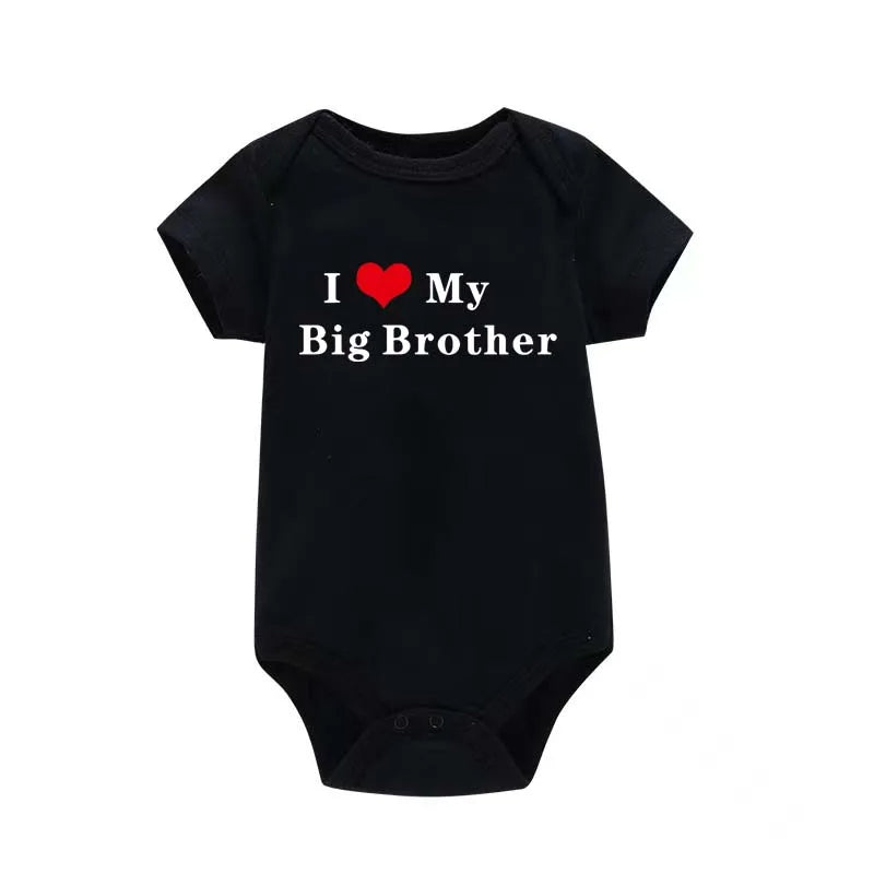 I LOVE MY Big SISTER and Brother Letter Printed Baby Outfit Newborn Short-sleeved Jumpsuit Casual Infant Romper Oneises