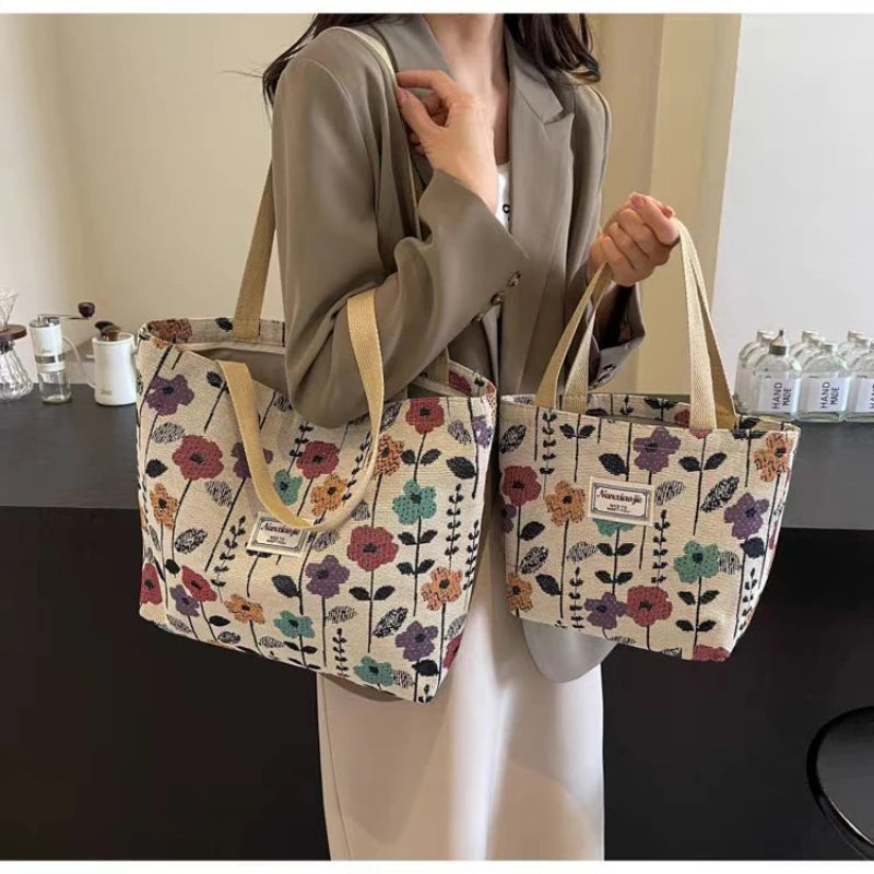 Large Capacity Niche Single Shoulder Bag for Women, Ins Style Canvas Bag, Tote Bag for Class, Commuting Bag