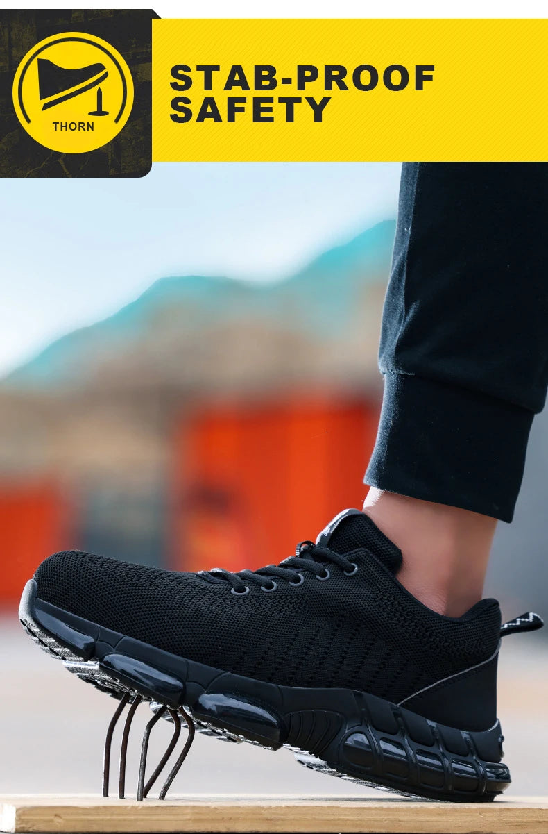 Comfortable Lightweight Black Safety Construction Working Shoes Anti-Smash Anti-Puncture