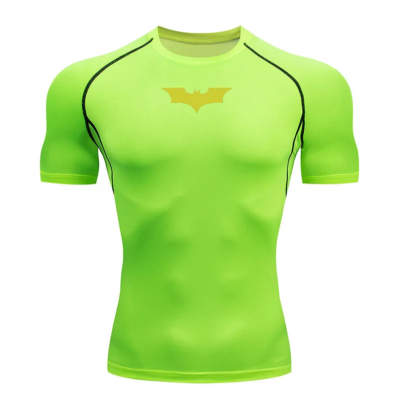 Bat Printed Men's Tight T-Shirt Running Compression Compression T Shirt Gym Fitness Jogging Short Sleeve Male Casual Shirt Tops