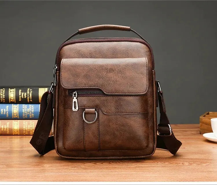 Luxury Brand Vintage Crossbody Bag Leather Shoulder Bag For Men Handbags Brown Black Business Messenger Side Bag Male Flap