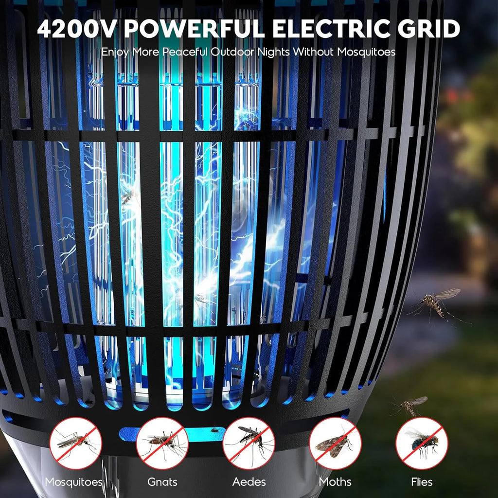 Solar Bug Zapper Outdoor,4200V 3-in-1 Mosquito Zapper 4200V 3-in-1 Mosquito Zapper for Yard Garden 2000 Sq Ft