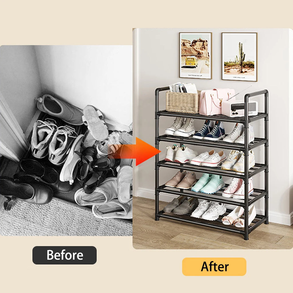 Multiple Layers Metal Shoe Rack, Large Capacity Shoe Organizer for Entryway, Closet, Garage, Shoe Shelf for Living Room