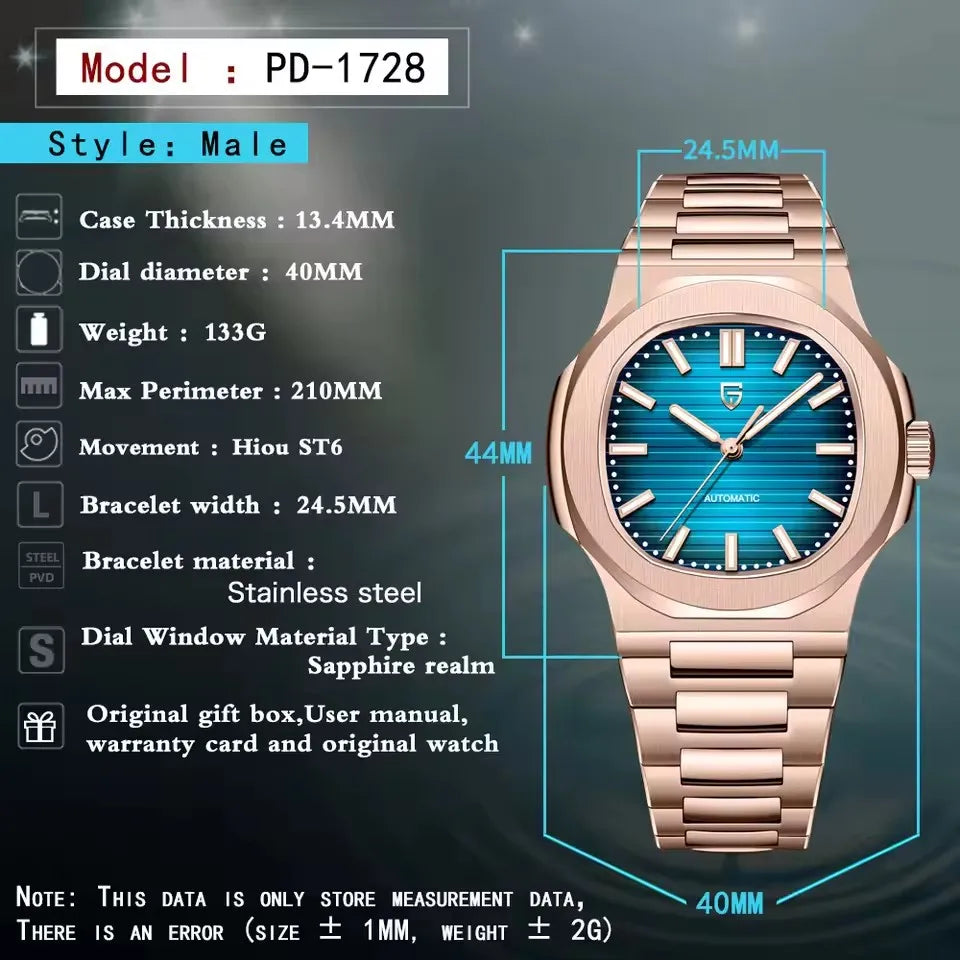 PAGANI DESIGN New Sport Elegance Mechanical Watch Stainless Steel Luminous Man watch Sapphire Seagull ST16 Movt Men's Watches