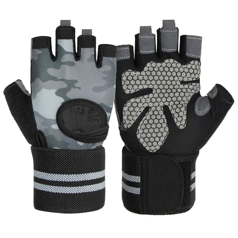Anti Slip Shock Breathable Half Finger Gloves Breathable Cycling Gloves Fitness Gym Bodybuilding Crossfit Exercise Sports Gloves
