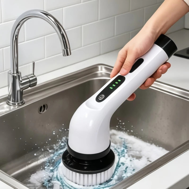 Cordless Electric Spin Scrubber, Multipurpose Household Power Brush for Kitchen Bathroom Toilet Tile Grout