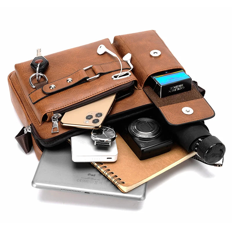 WEIXIER Fashion Men's Shoulder Bag Portable PU Leather Handbag Business Briefcase Travel Man Crossbody Bags Brand Qualit Men Bag