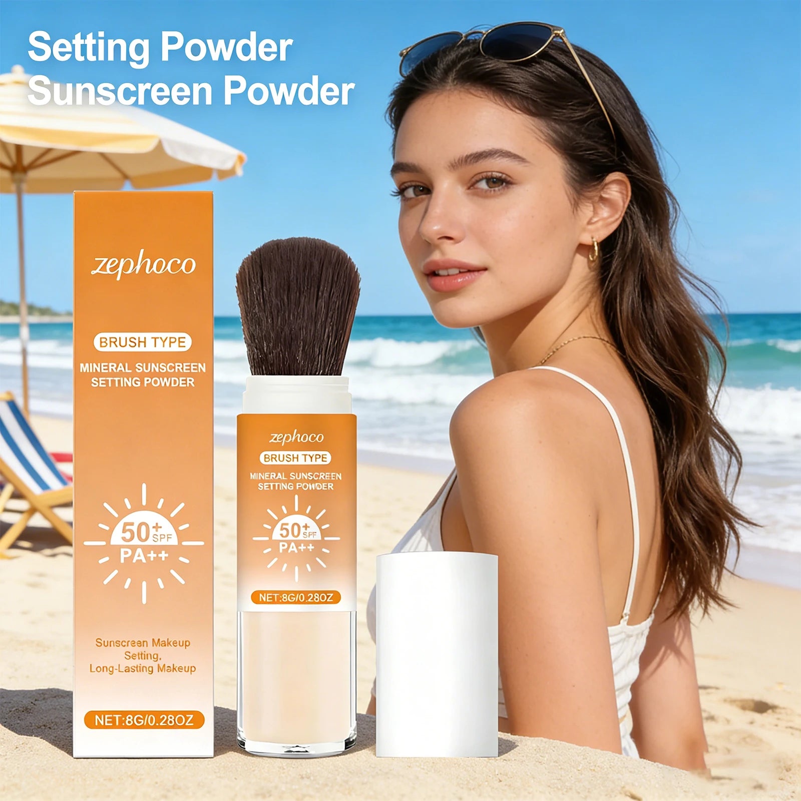 SPF 50+ Sunscreen Setting Powder Oil Control Long Lasting Matte Natural Smooth Protective Powder Outdoor Breathable Face Makeup