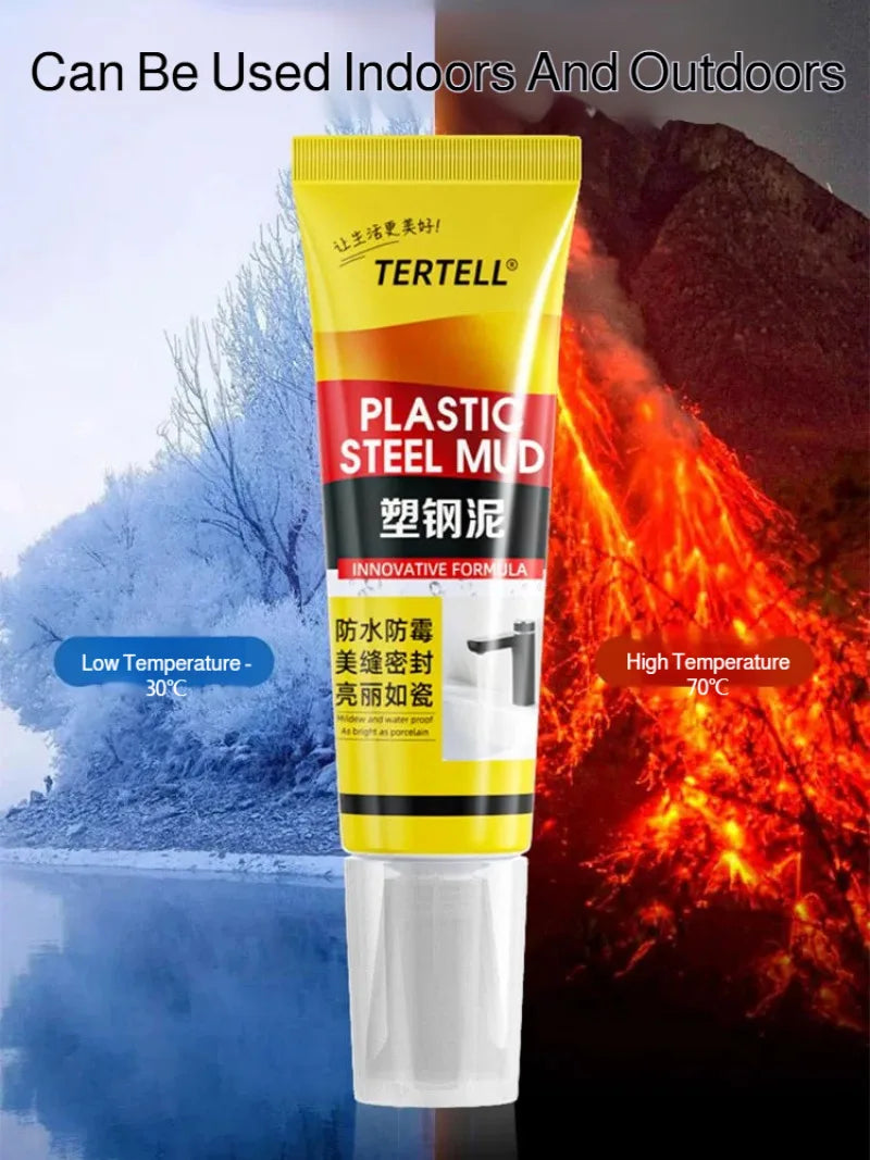 White Plastic Steel Mud Waterproof Glue Bathroom Toilet Waterproof and Mildew Proof Caulking Glue Sealing Kitchen Sink Dedicated