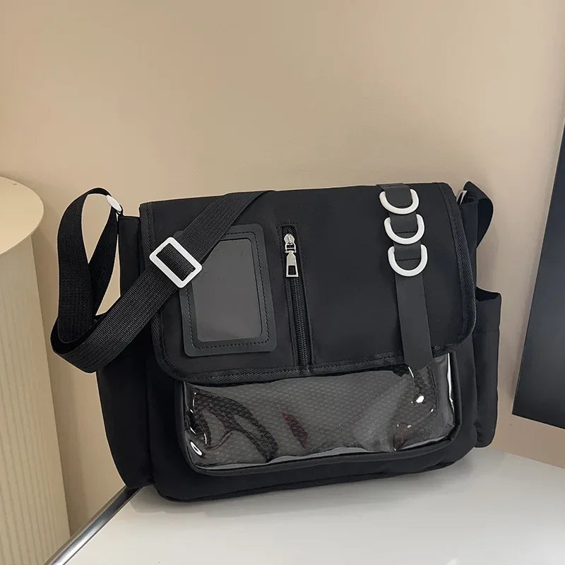 Japanese Harajuku School Bags for Girls New Transparent Itabag Shoulder Crossbody Bag DIY Badges Display Plate Ita Bag