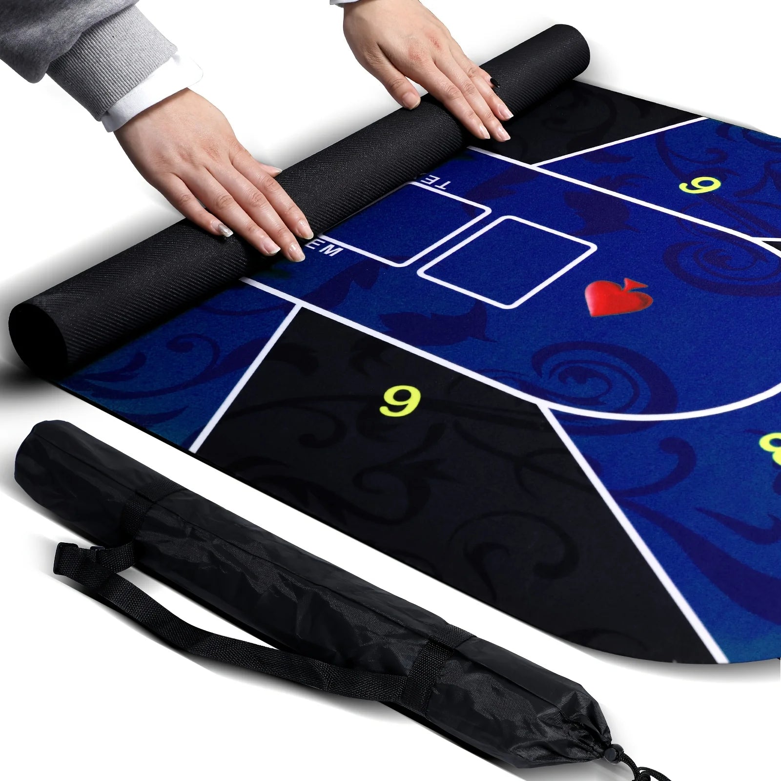 Texas Hold'Em Poker Mat Portable Rubber Poker Table Top Water Waterproof, Noise Reduction Suitable For Any Tabletop Game Premium