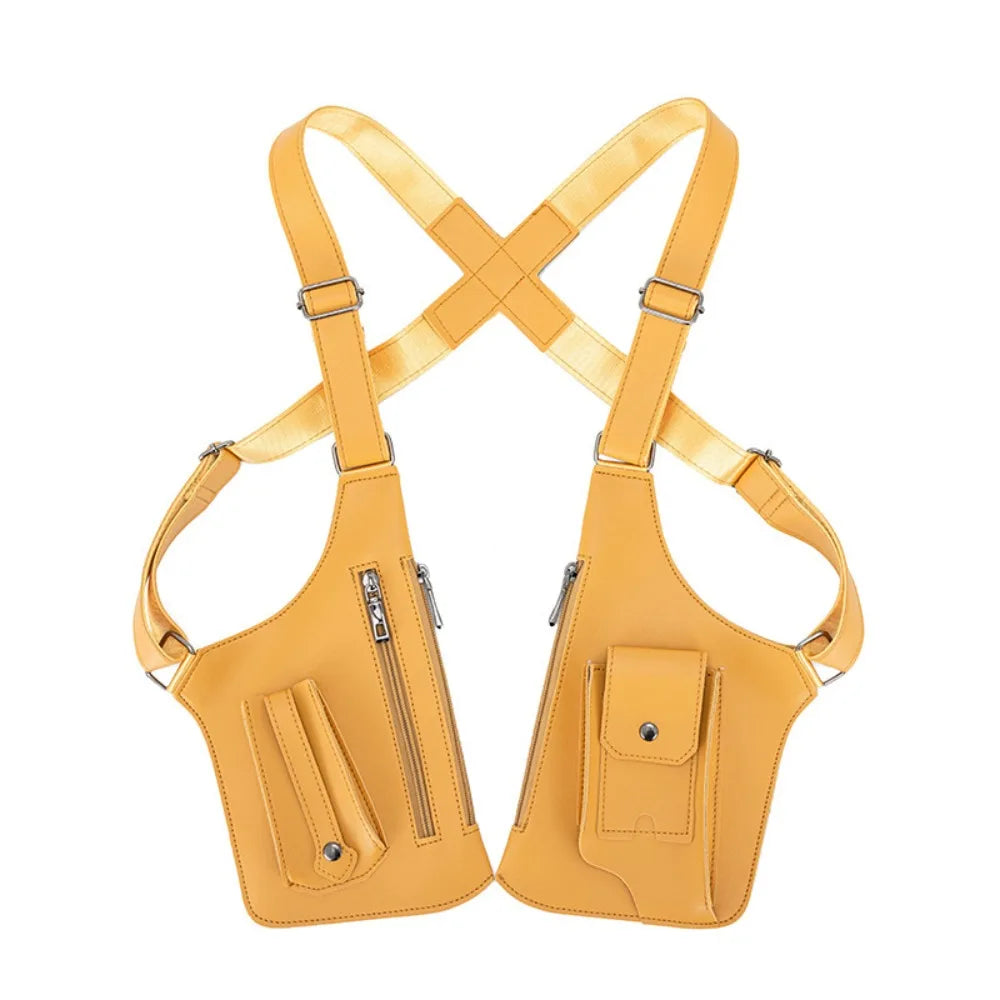 Retro Anti-theft Storage Vest Bag Multi-Pocket Leather Hidden Underarm Shoulder Concealed Multifunction Crossbody Bags Men Woman