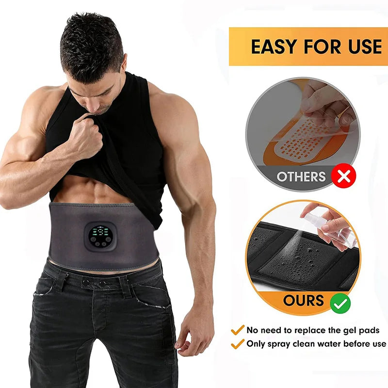 Muscle Stimulator Abdominal Toning Belt Muscle Toner Smart Abs Training Gear USB Charge Body Massager Home Gym Fitness Equipment