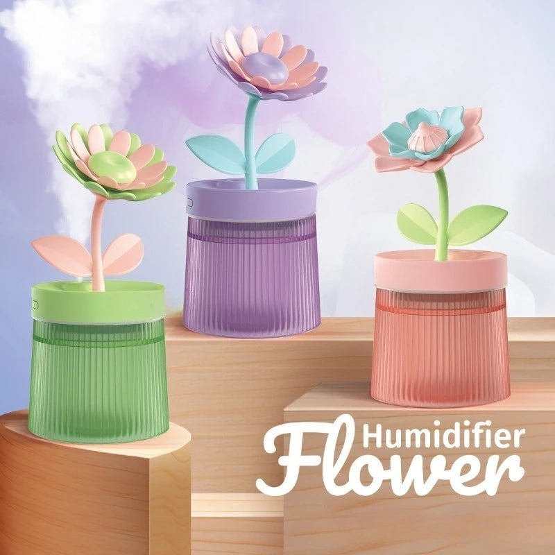 2026 Humidifier Portable USB Ultrasonic Colorful Cup Aroma Diffuser Cool Mist Maker Flower Air Humidifier Purifier With Light
