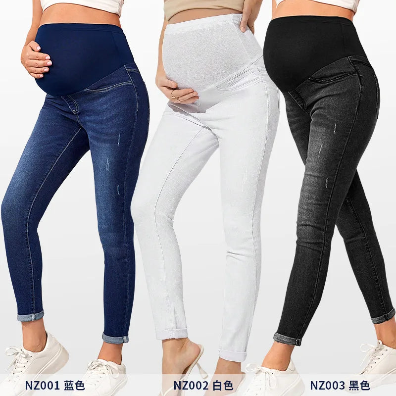Pregnant Women's Jeans - High-Waisted  Padded  Elasticated Maternity Pants