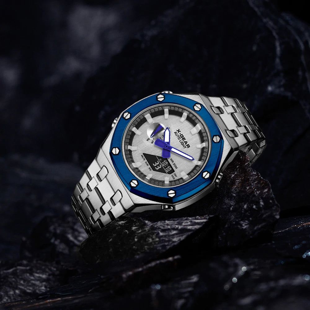 X-GEAR Fashion Casual Business Quartz Watch Waterproof Wristwatch  Mens Sports Watches Business Man Electronic Watch Multi functional