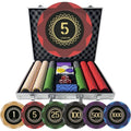 500 Piece Poker Chip Set Texas Holdem Blackjack 14g Heavy Clay Composite Numbered Chips with Case 2 Decks s Dice Dealer Small Bi