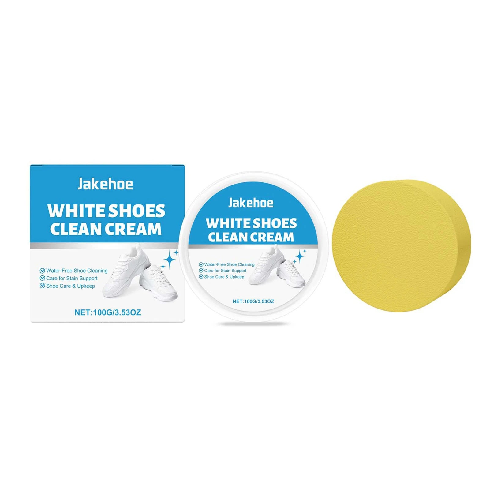 White Shoe Cleaner Cream Instants Brightening Powerful Stain Removal Gentle No-Wash Shoe Cleaning Kit For All White Shoe Types