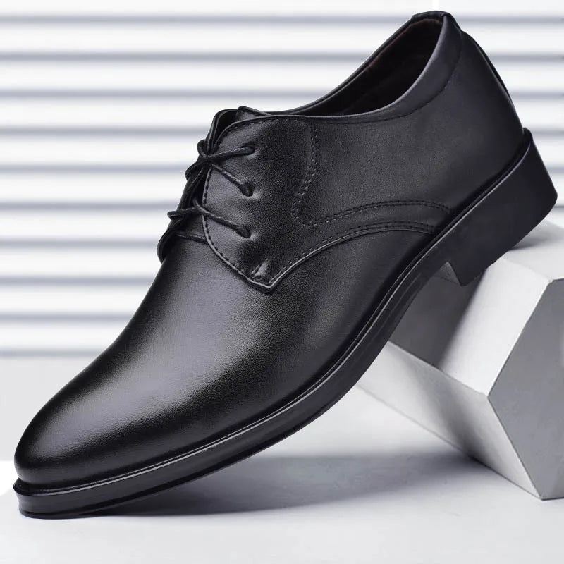 Man Dress Shoes Leather Lace Up Derby Wedding Shoes