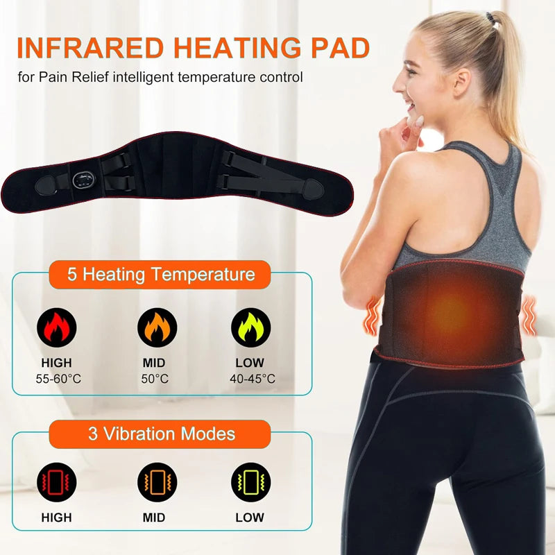 5-Level Heating and 3-Level Massage Belt for Waist Protection, Cordless Heating Belt for Abdominal and Waist Massage, Best Gift