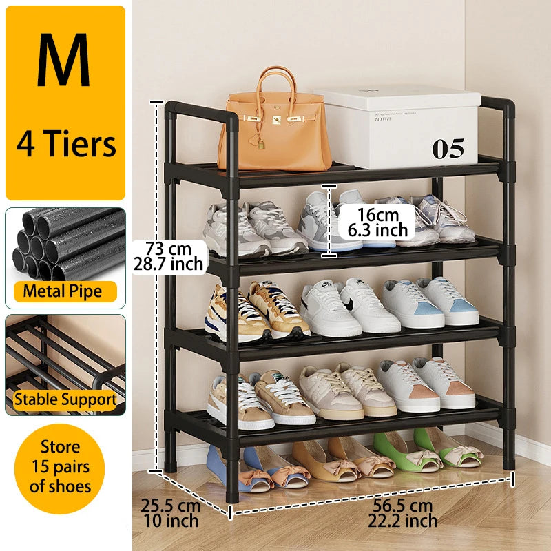 Multiple Layers Metal Shoe Rack, Large Capacity Shoe Organizer for Entryway, Closet, Garage, Shoe Shelf for Living Room