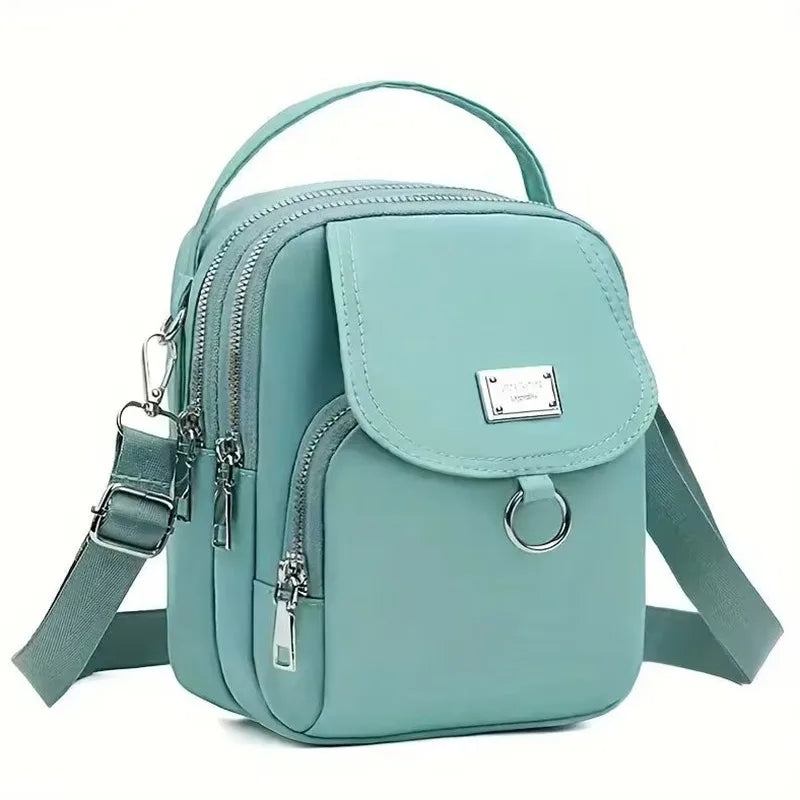 Durable Oxford Women Mini Bag 3 Layers Shoulder Bag Girls Shopping Phone Bag Lightweight Handbag Suitable For Going Out