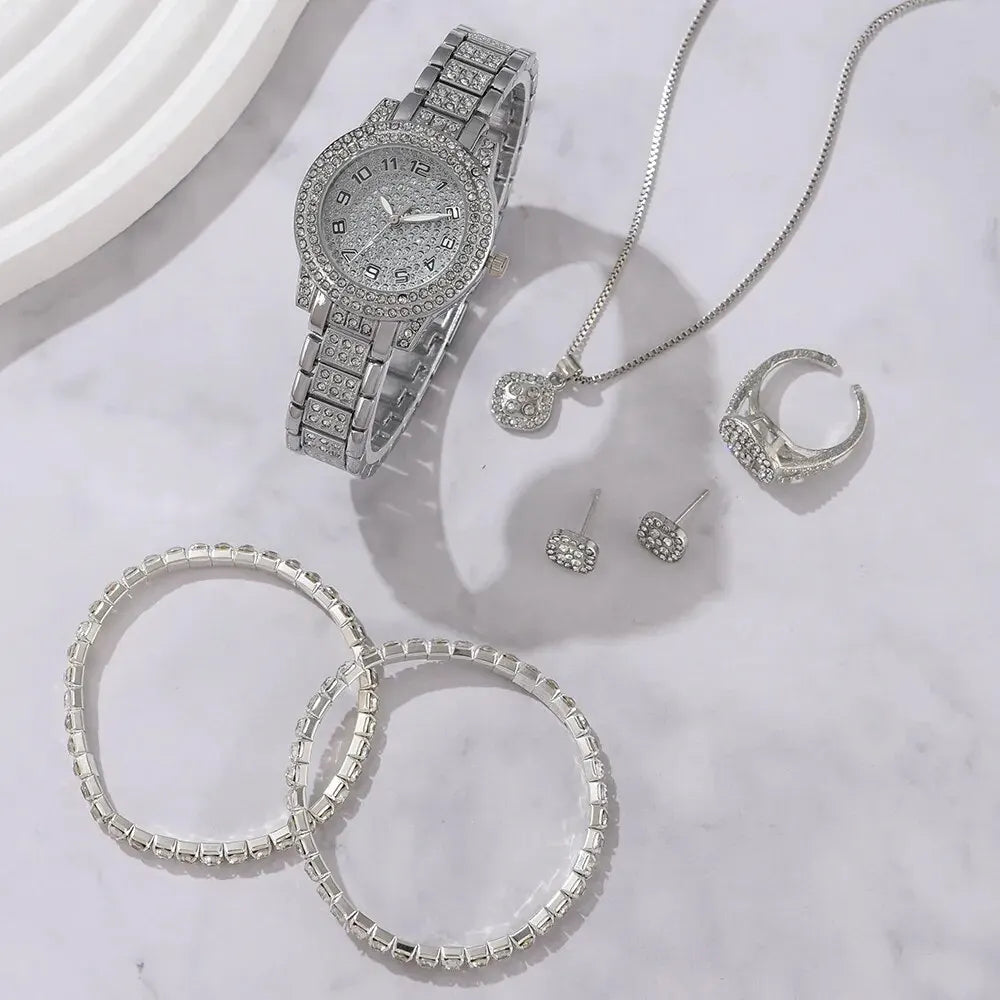 Women Watch Luxury Elegant Alloy Watch Crystal Wristwatch For Ladies Gift Quartz Watch Alloy Rhinestone Bracelet Montre