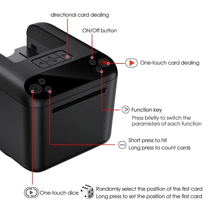 Smart Automatic Card Dealing Machine 360° Rotating Playing Cards Dispenser Poker Device 5000mAh for 2-12 Player Party Games